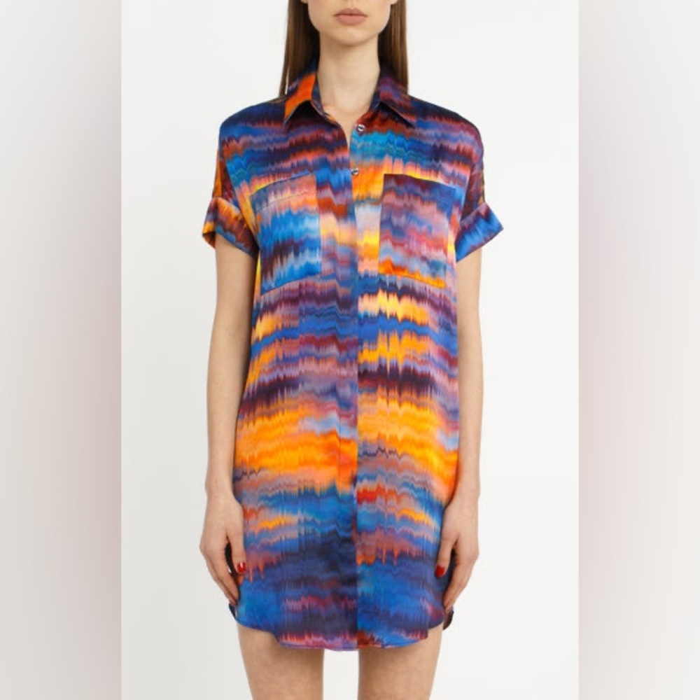 Hark + Hammer The Silk‎ Shirt Dress in Oasis Multi color Size XS